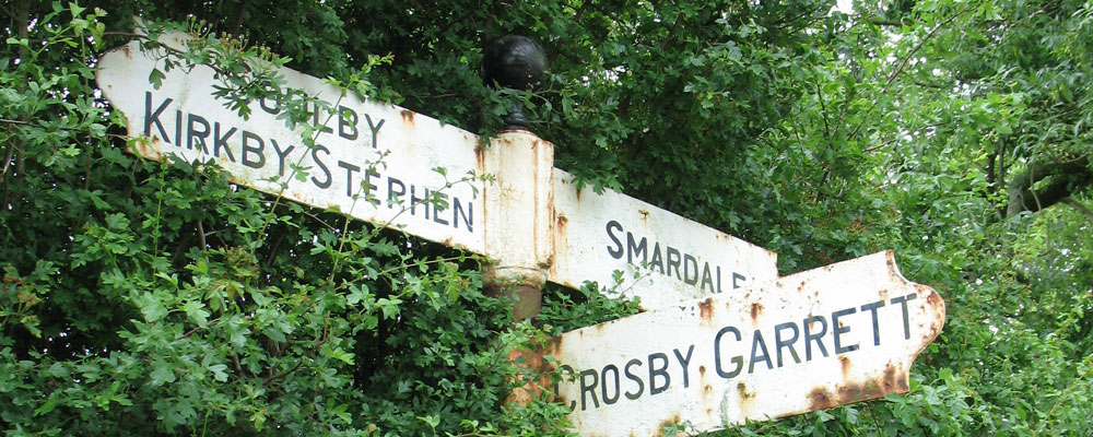 An overgrown, picturesque sign